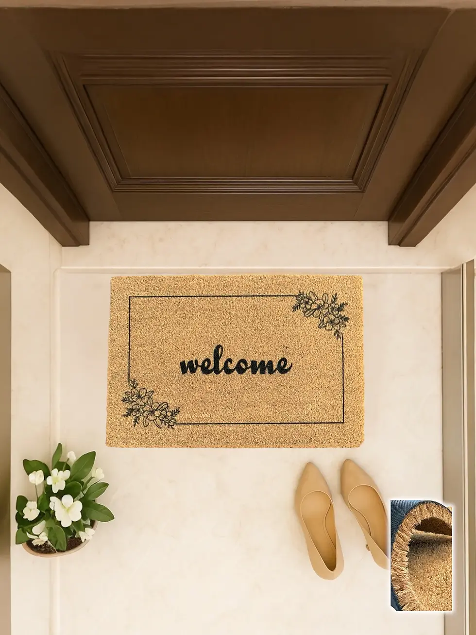 Hörnblommor 40x60 cm, Köşe Çiçek Desenli Kapı Önü Koko Paspası