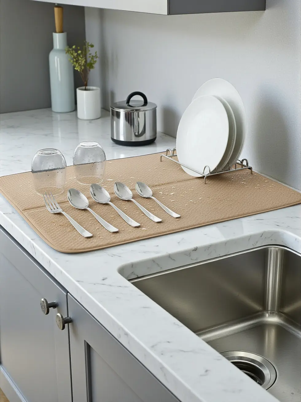 Thumbnail: AQUAİR Bulaşık Kurutma Matı 35x45 cm | Tezgah Üstü Su Emici