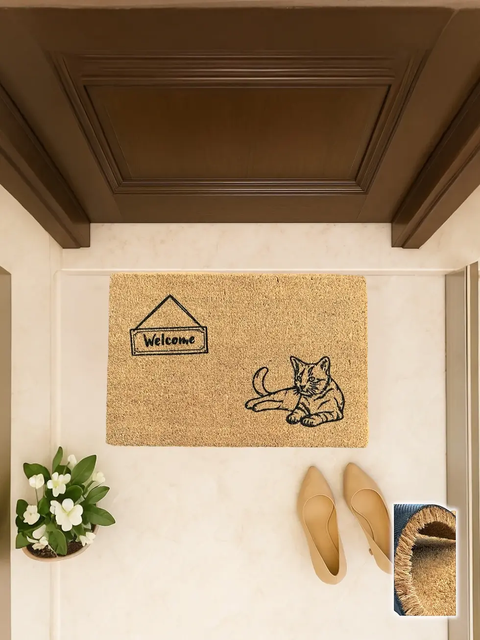 Gatto 40x60 cm, Kedili Kapı Önü Koko Paspası