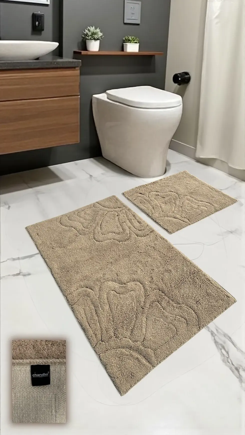 Lahna Pamuklu Banyo Paspası Takımı – 2’li Dokuma Tabanlı, Yumuşak Dokulu Tasarım