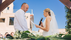 Beautiful natural greenery wedding over the ocean