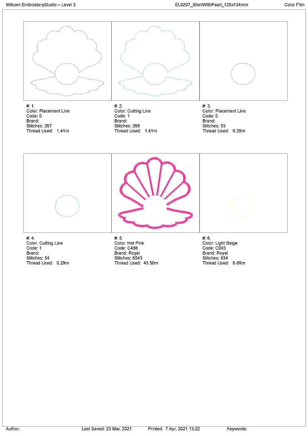 Thumbnail: Shell with pearl Appliqué. Machine Embroidery Applique Design.