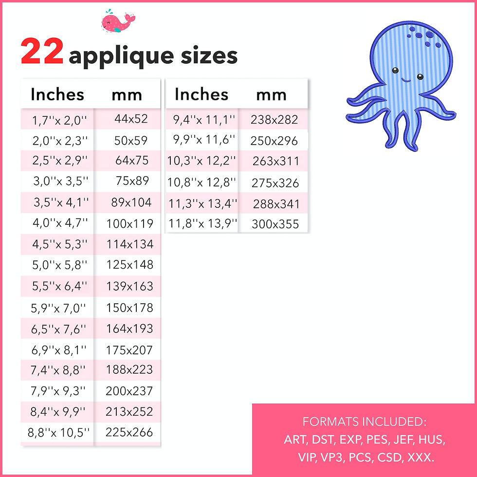 Thumbnail: Octopus Appliqué. Machine Embroidery Applique Design