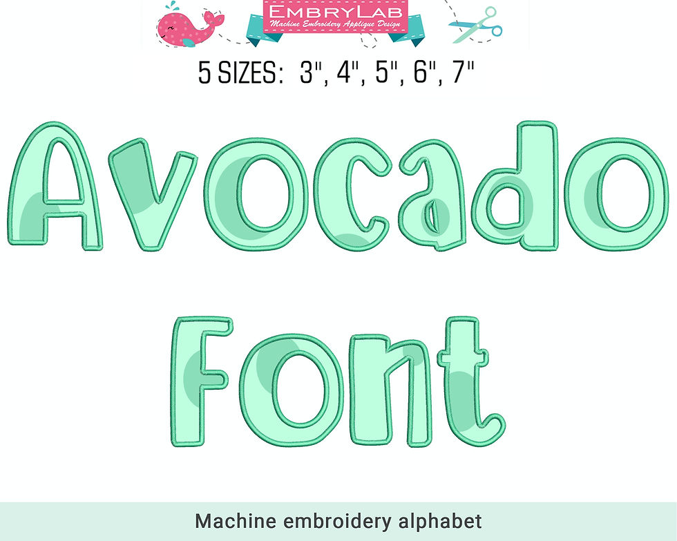 Avocado Lettering Avocado Applique Font. BX+8 Formats. Machine Embroidery Alphabet | EmbryLab