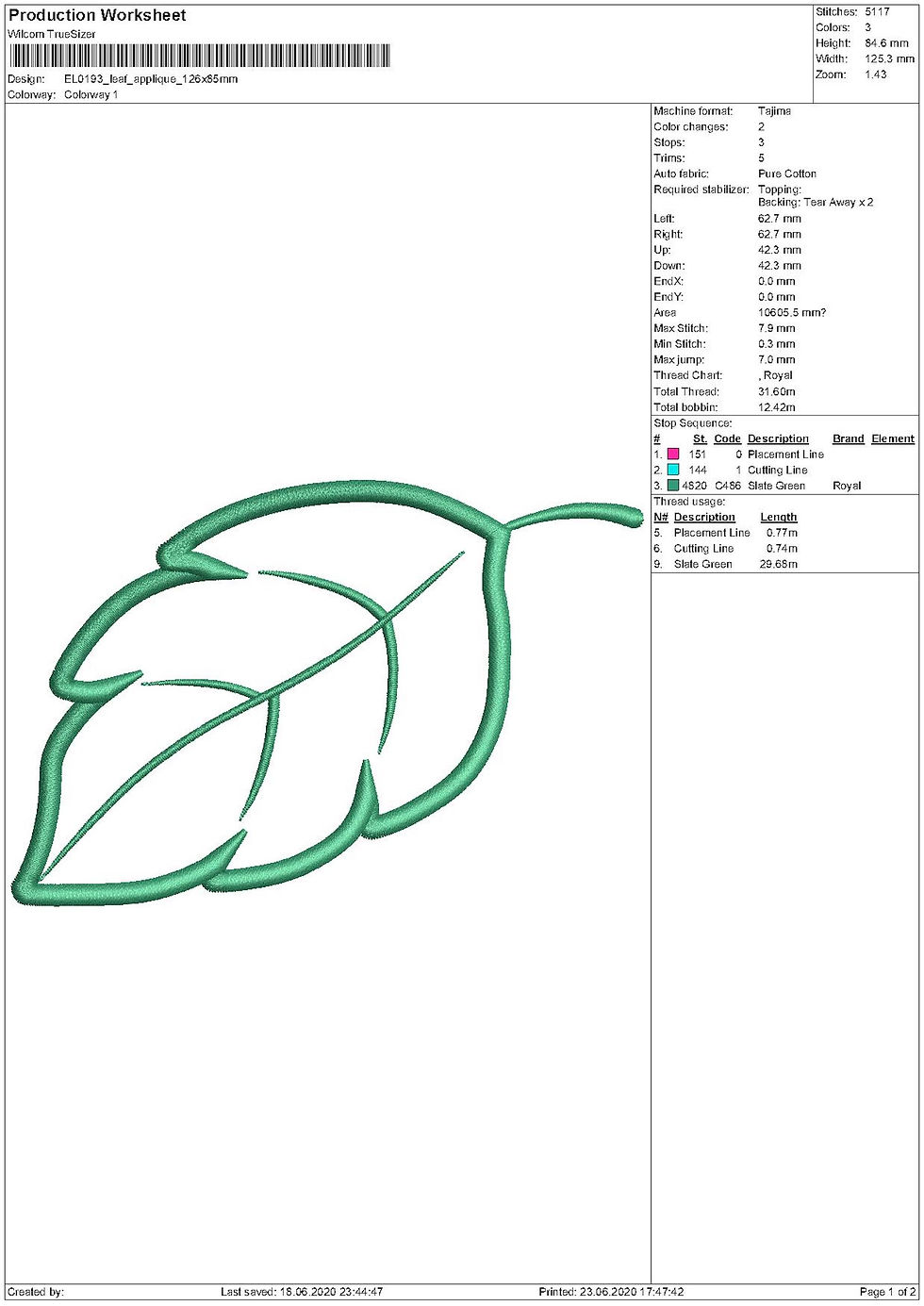 Thumbnail: Leaf Appliqué. Machine Embroidery Applique Design.