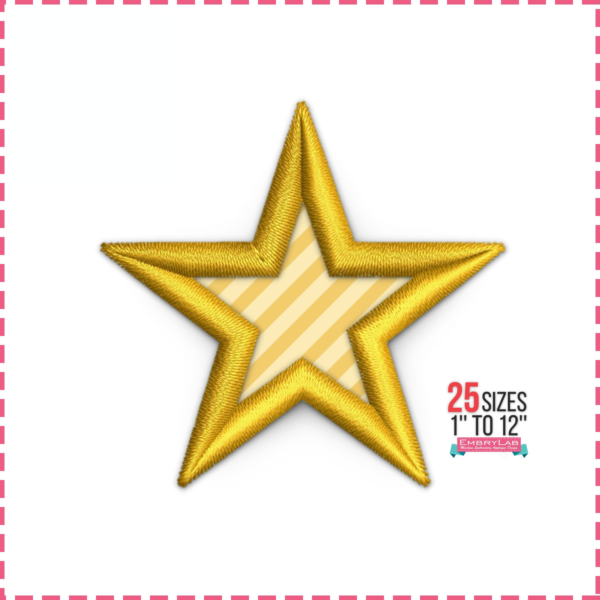 Star Applique Design. Machine Embroidery Design