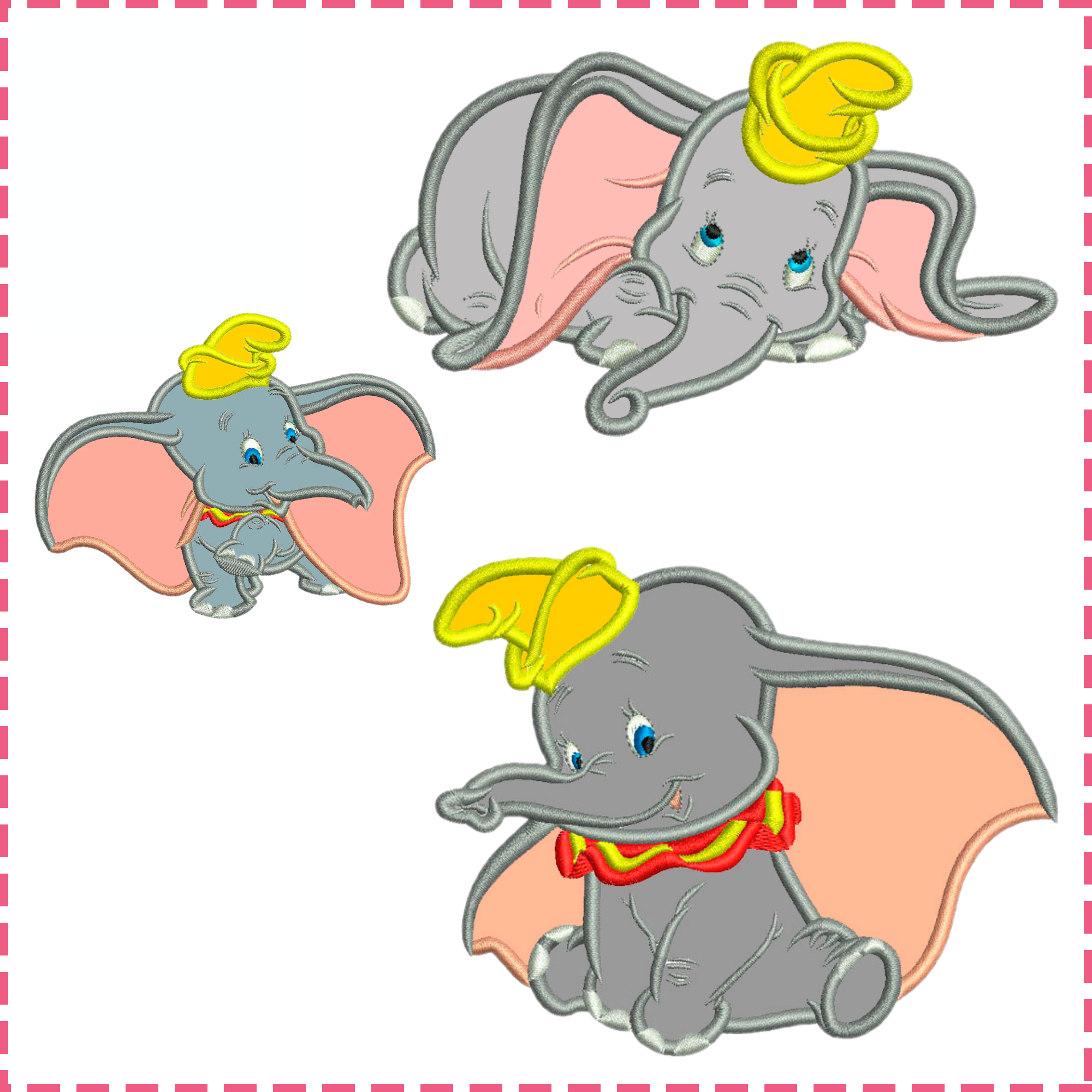 Dumbo Appliqué Set. Dumbo. Machine Embroidery Applique Design