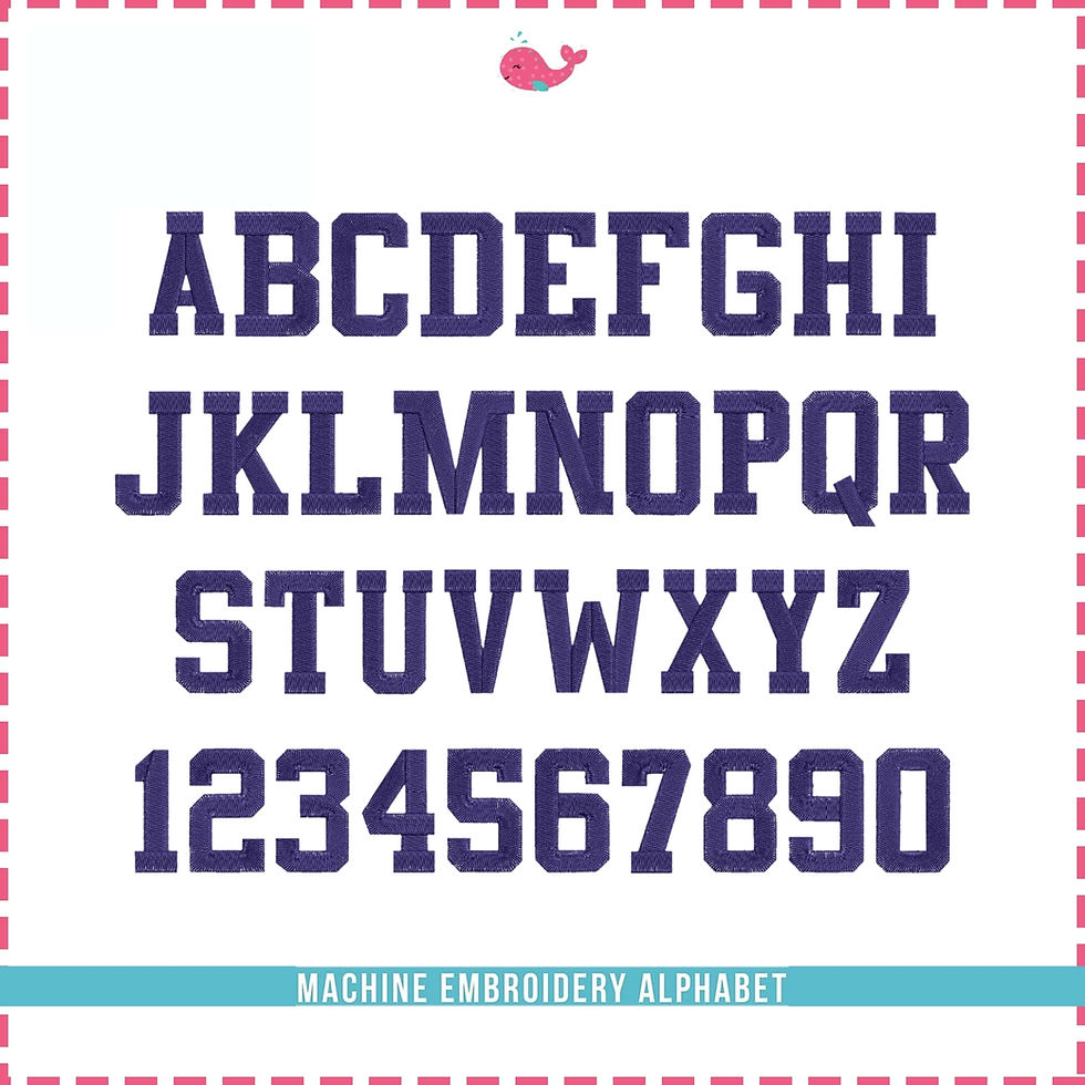 Thumbnail: Athletic Embroidery Font. BX+10 Formats. Machine Embroidery Alphabet Design