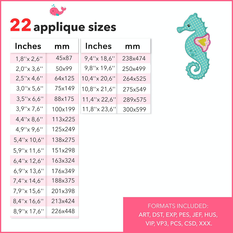 Thumbnail: Seahorse Appliqué. Machine Embroidery Applique Design.