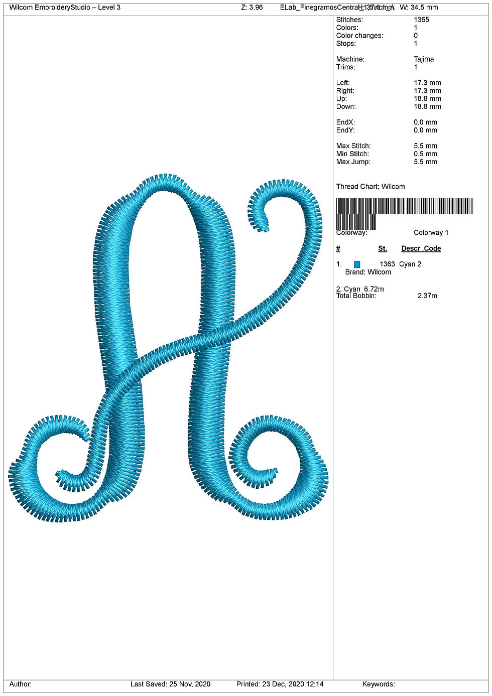 Thumbnail: Finegramos Font. BX+10 Formats. Block Machine Embroidery