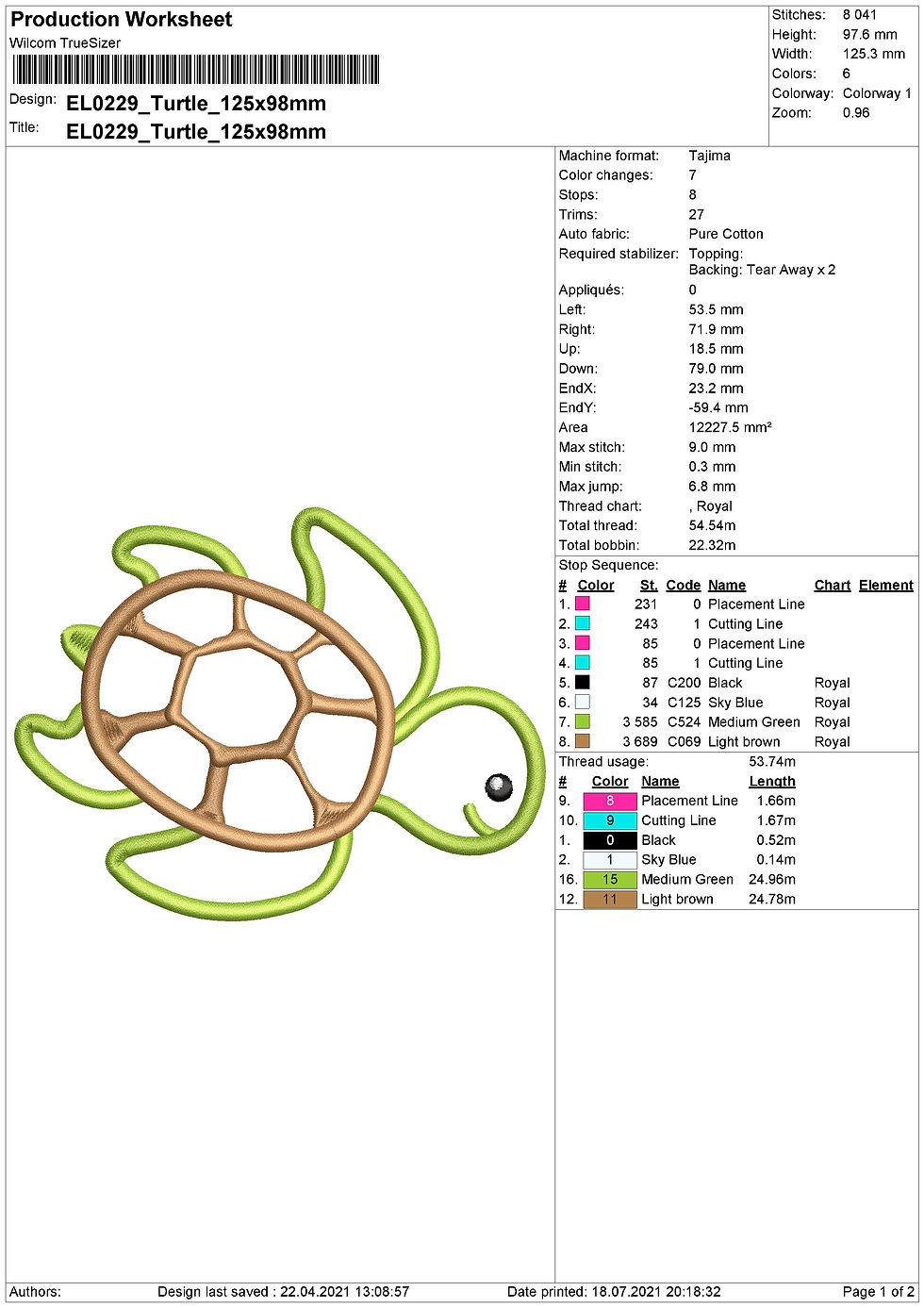 Thumbnail: Turtle Appliqué. Machine Embroidery Applique Design.