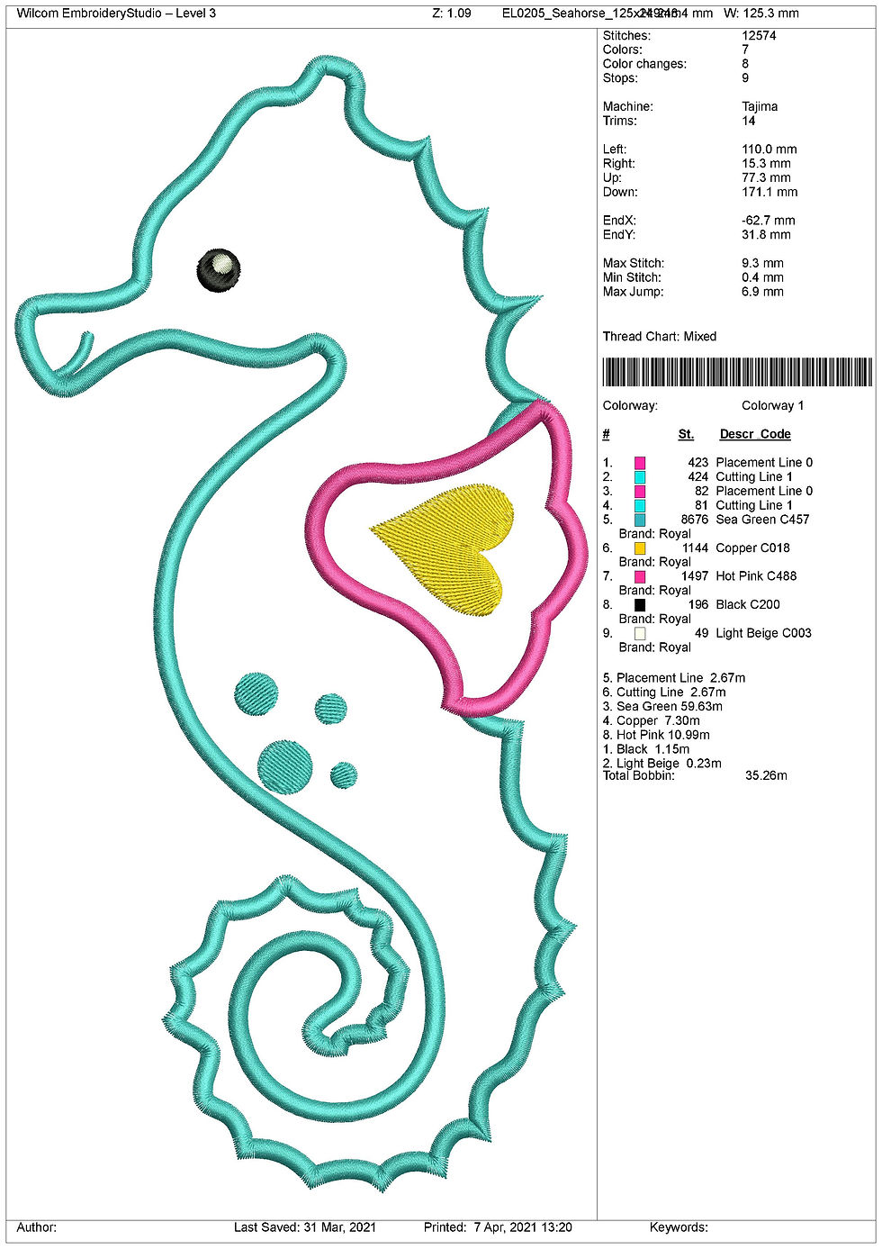 Thumbnail: Seahorse Appliqué. Machine Embroidery Applique Design.
