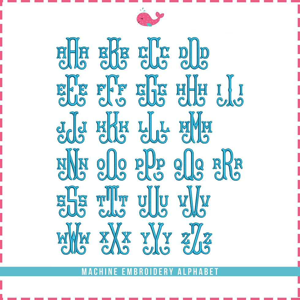 Thumbnail: Brave Grams Monogram Font. BX+10 Formats. Block Machine Embroidery
