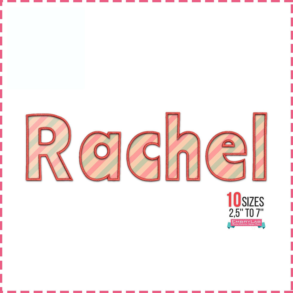 Rachel Applique Font. BX+10 Formats. Block Machine Embroidery