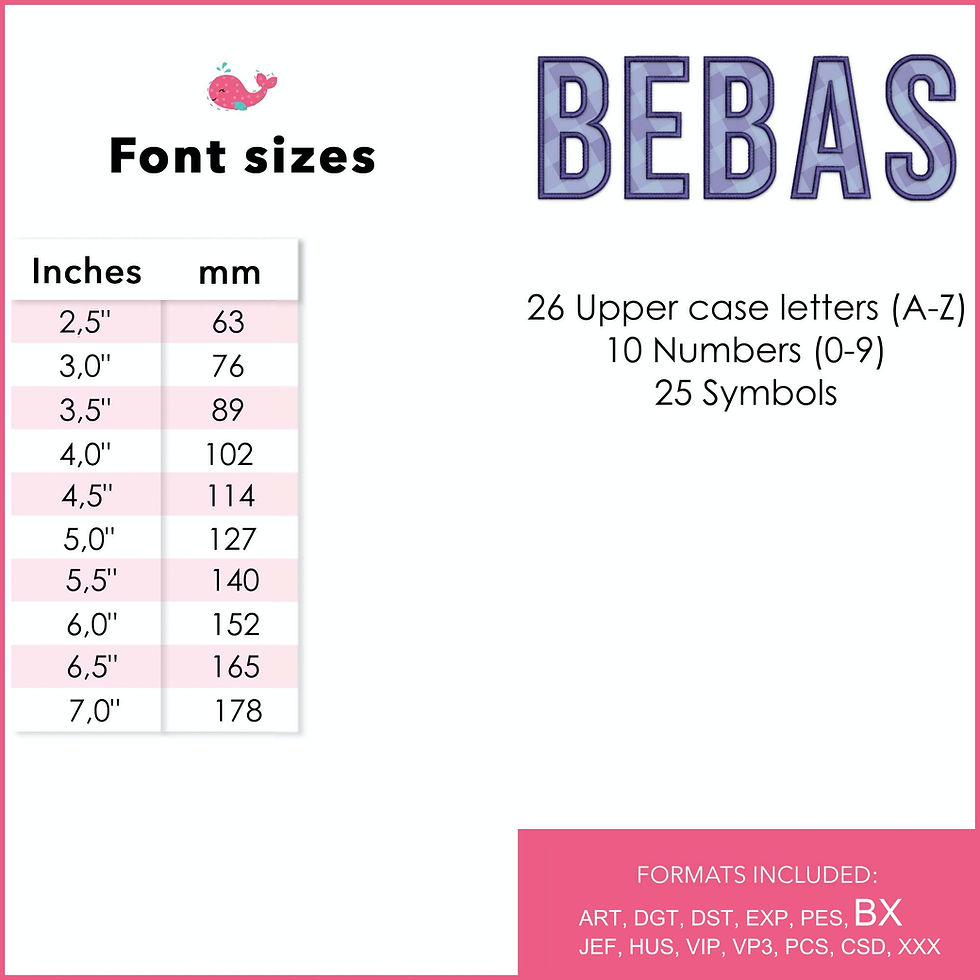 Thumbnail: Bebas Neue Bold Applique Font. BX+10 Formats. Block Machine Embroidery