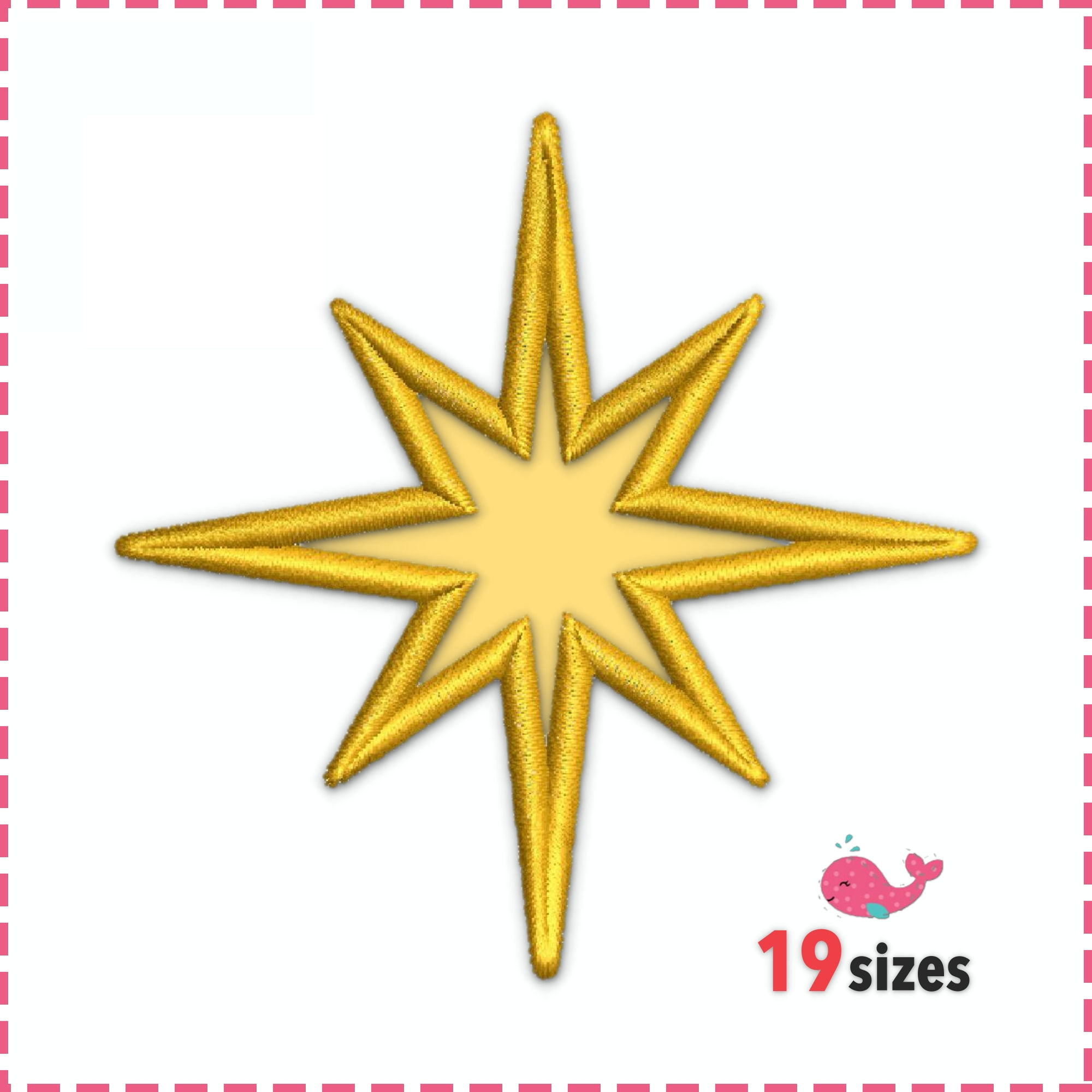 Star Applique Design. Machine Embroidery Design