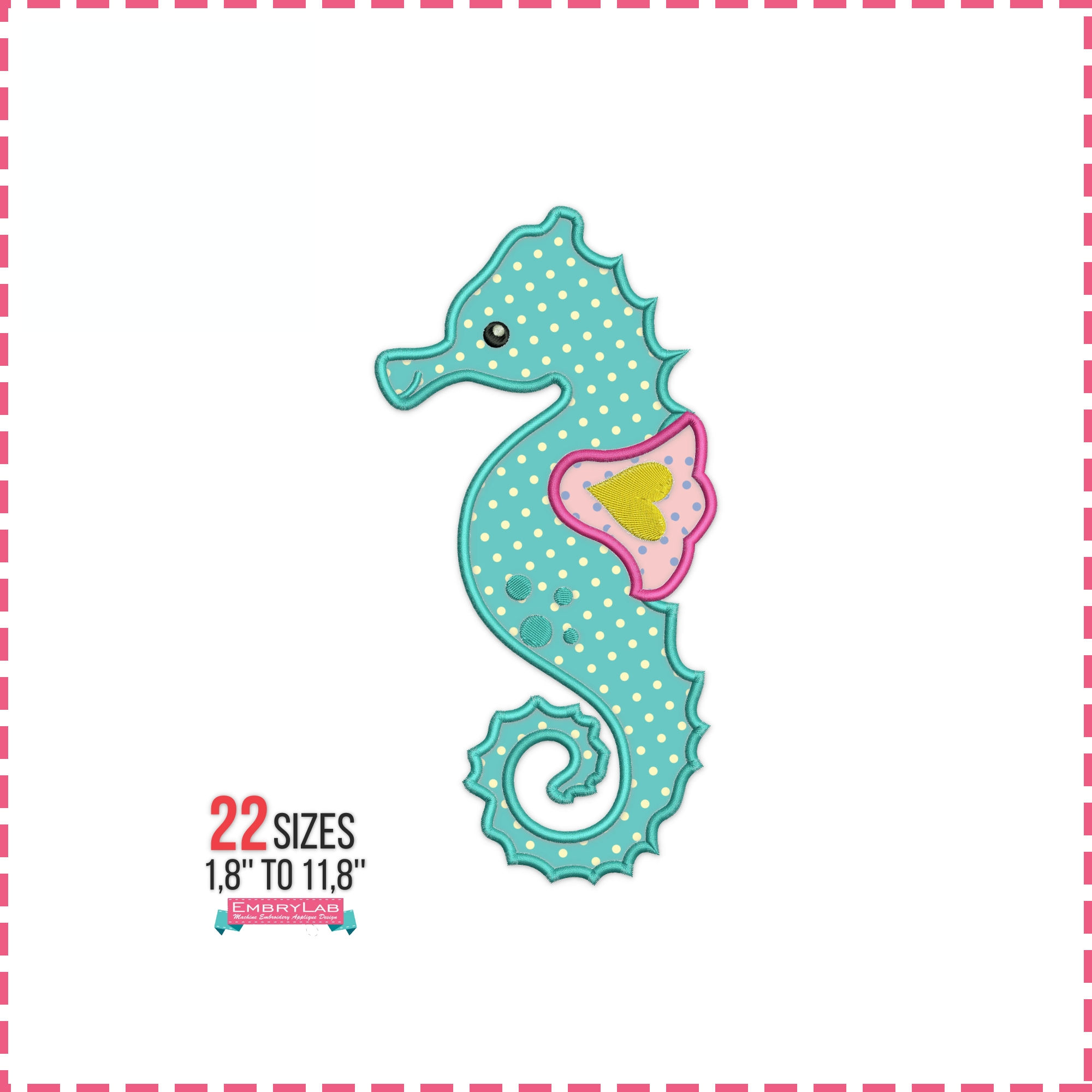 Seahorse Appliqué. Machine Embroidery Applique Design.