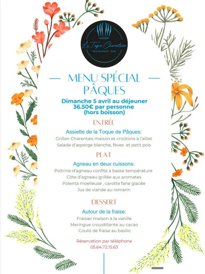🌸 Un menu de Pâques tout en finesse à La Toque Charentaise 🌸