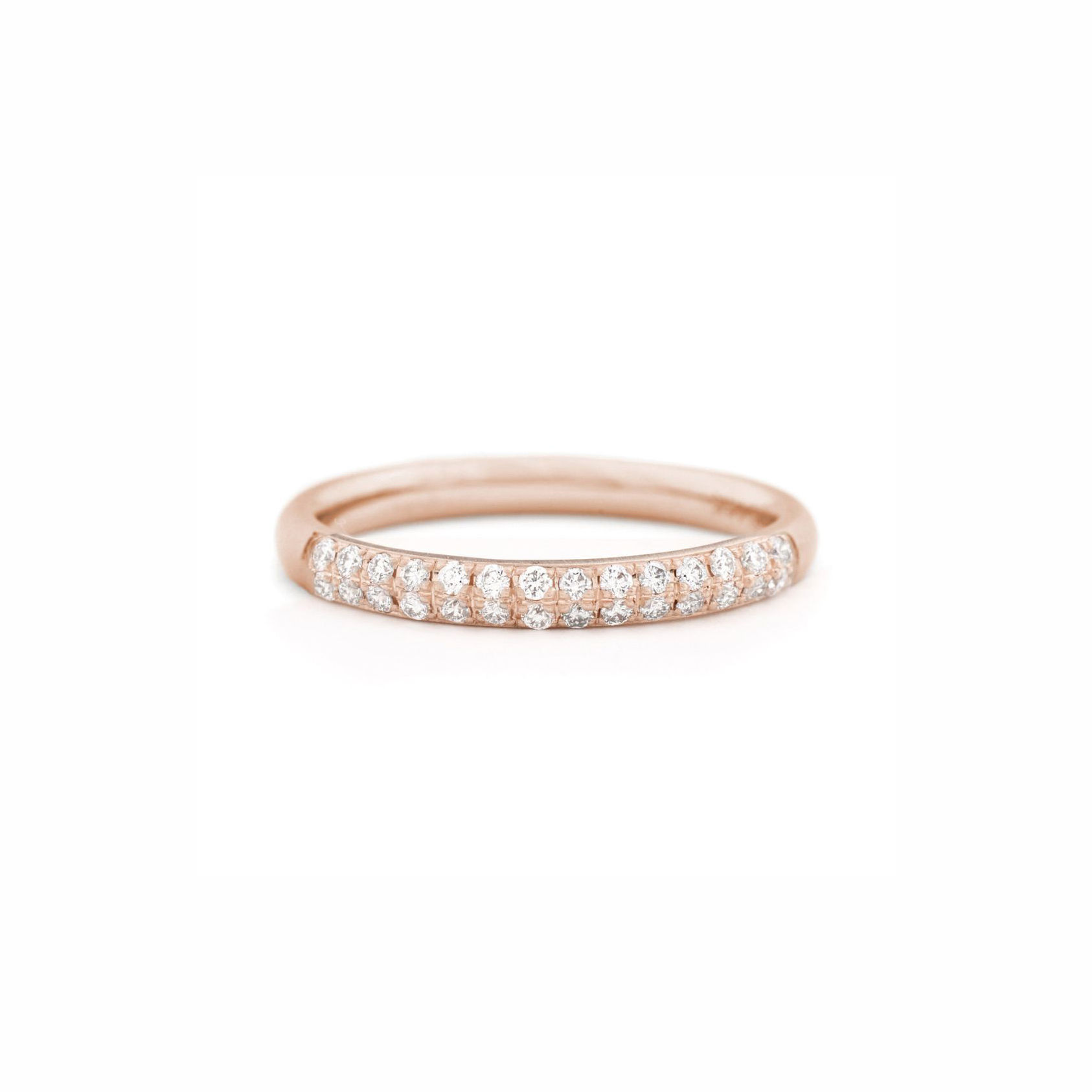 rose gold two row diamond pave band
