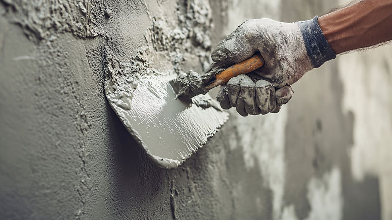 De muur wordt gestuct door Fejza Bouw