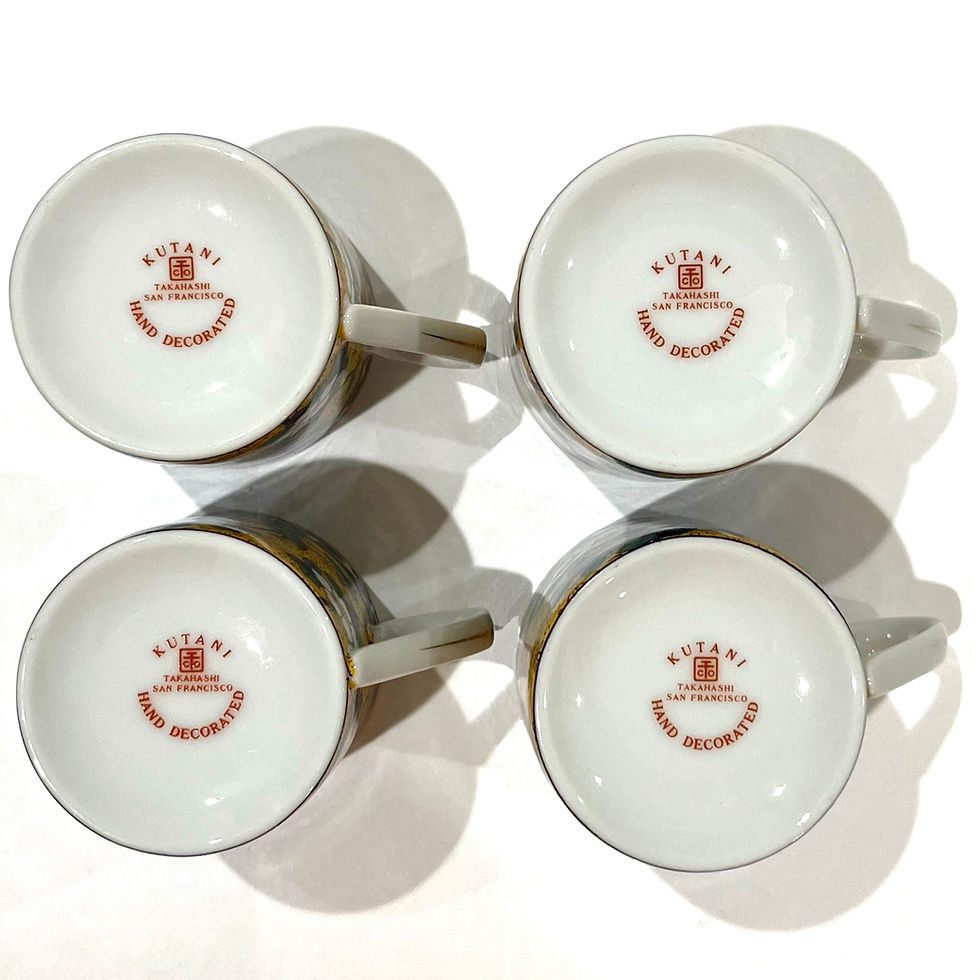 Thumbnail: 1990's Takahashi Porcelain Kutani - 4 Pair Demitasse Espresso Cups/Saucers