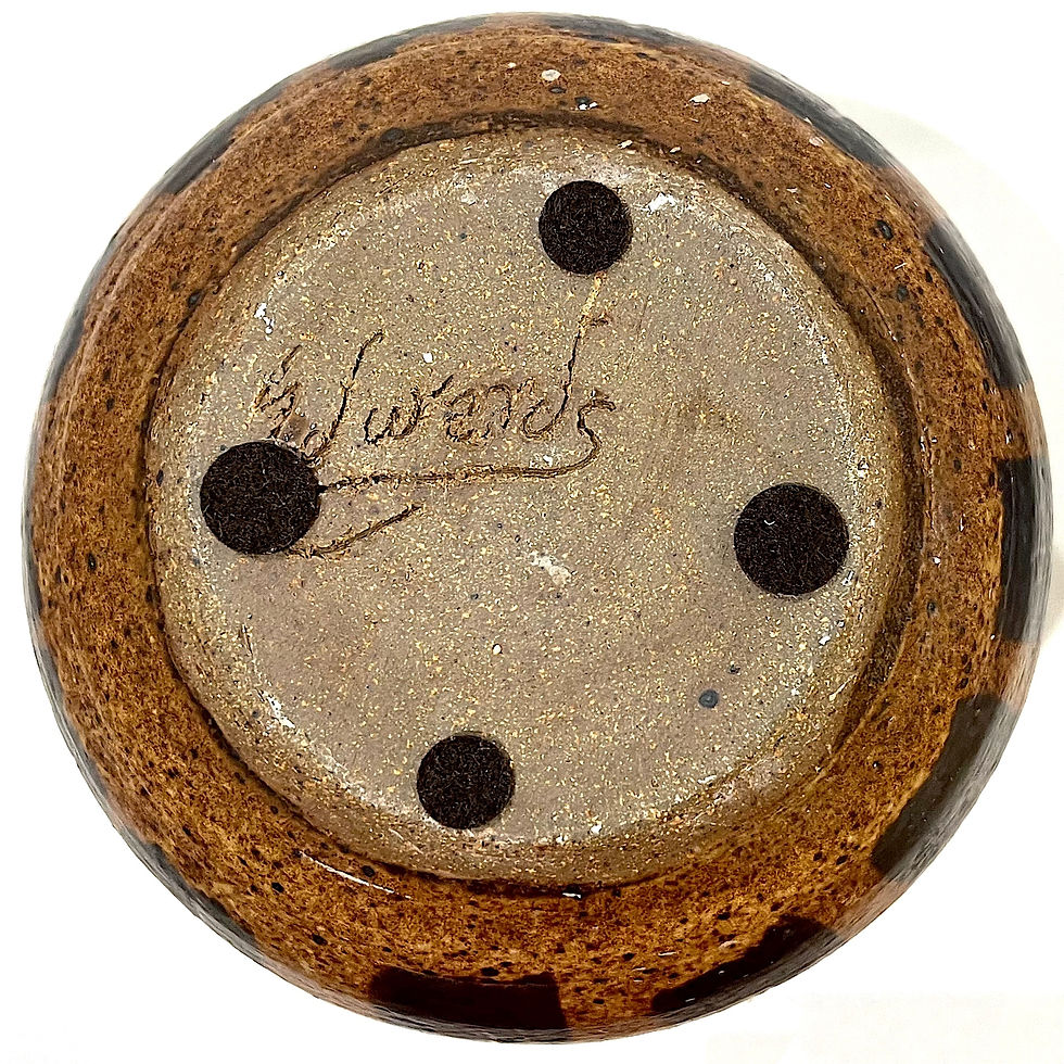 Thumbnail: 1970's Striped Stoneware Covered Storage Jar - Ken Edwards - Montana