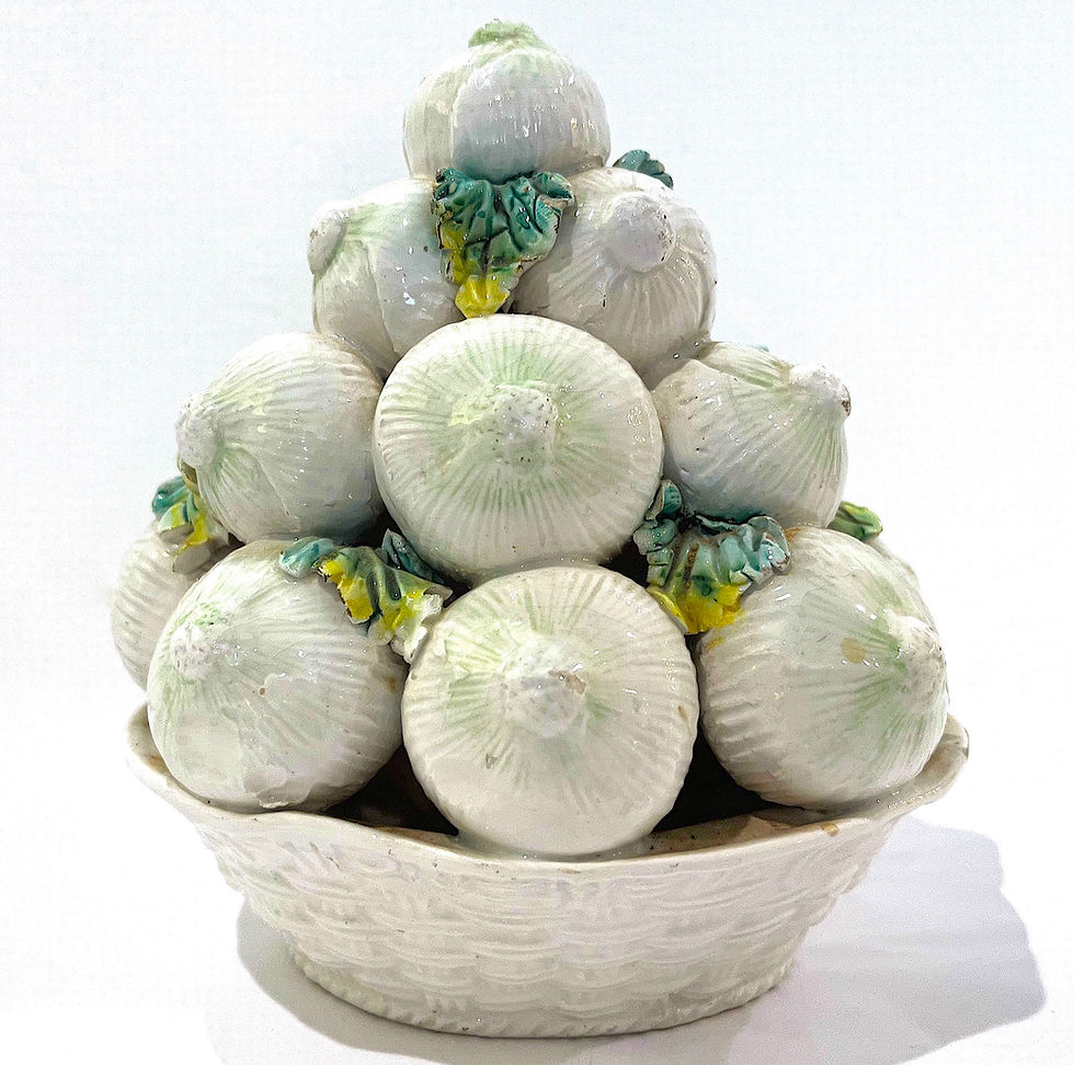 Thumbnail: SOLD: 1960s Italian Majolica Faience Onion Topiary Basket