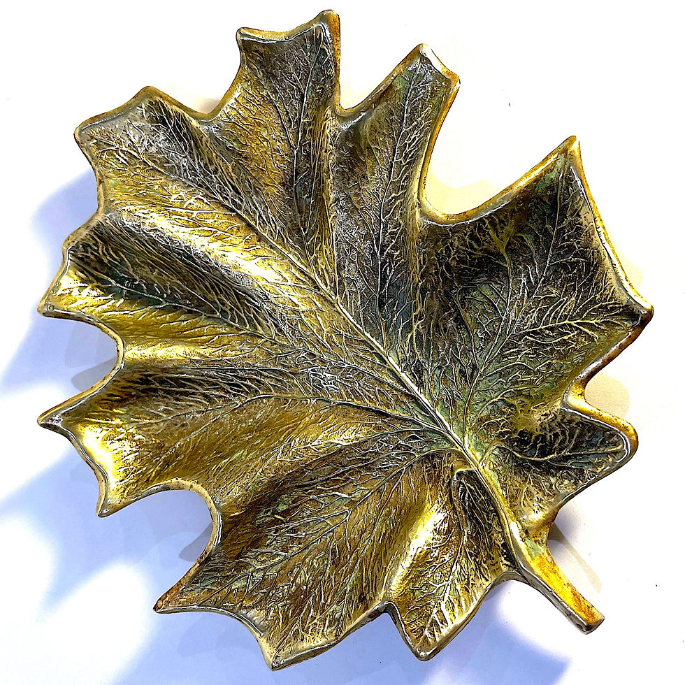 Thumbnail: SOLD: 1950's Solid Cast Brass Maple Leaf Dish by Cambron