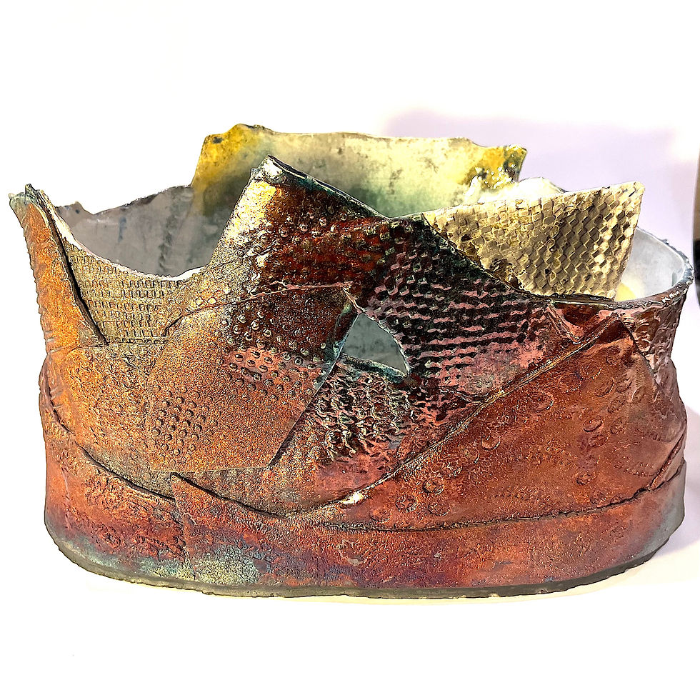 Thumbnail: 1980's Brutalist Raku Studio Pottery Centerpiece Bowl - Carl Lewis