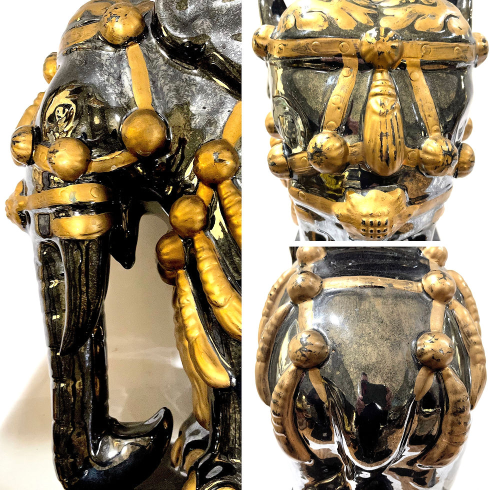 Thumbnail: SOLD: Black Chinese Ceramic Elephant Garden Stools - Pair