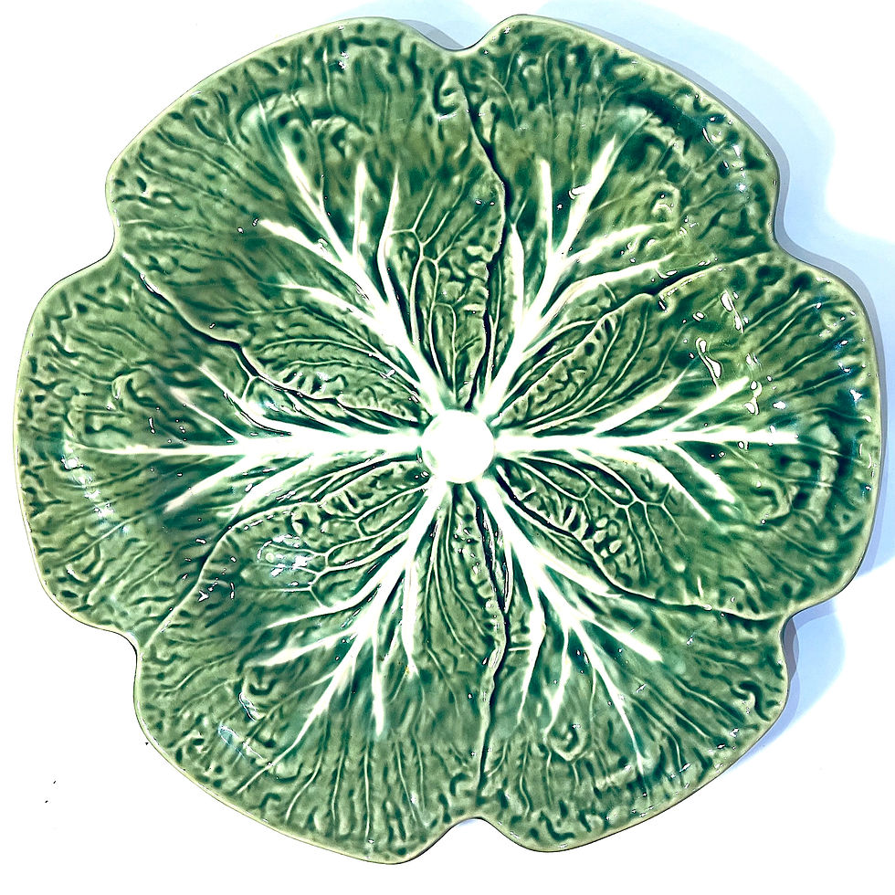 Thumbnail: 1990s Bordallo Pinheiro Green Cabbage Leaf Chargers - Set 4 - One Front