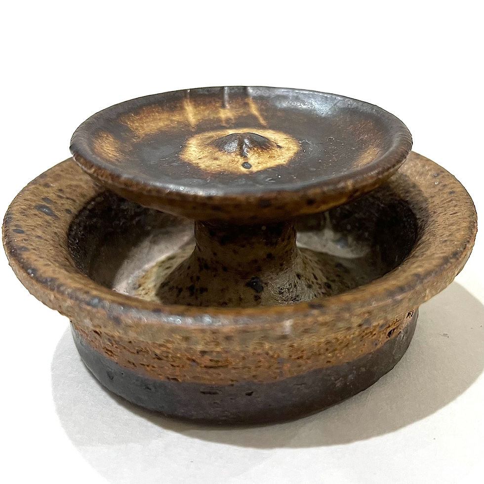 Thumbnail: 1970's Striped Stoneware Covered Storage Jar - Ken Edwards - Montana
