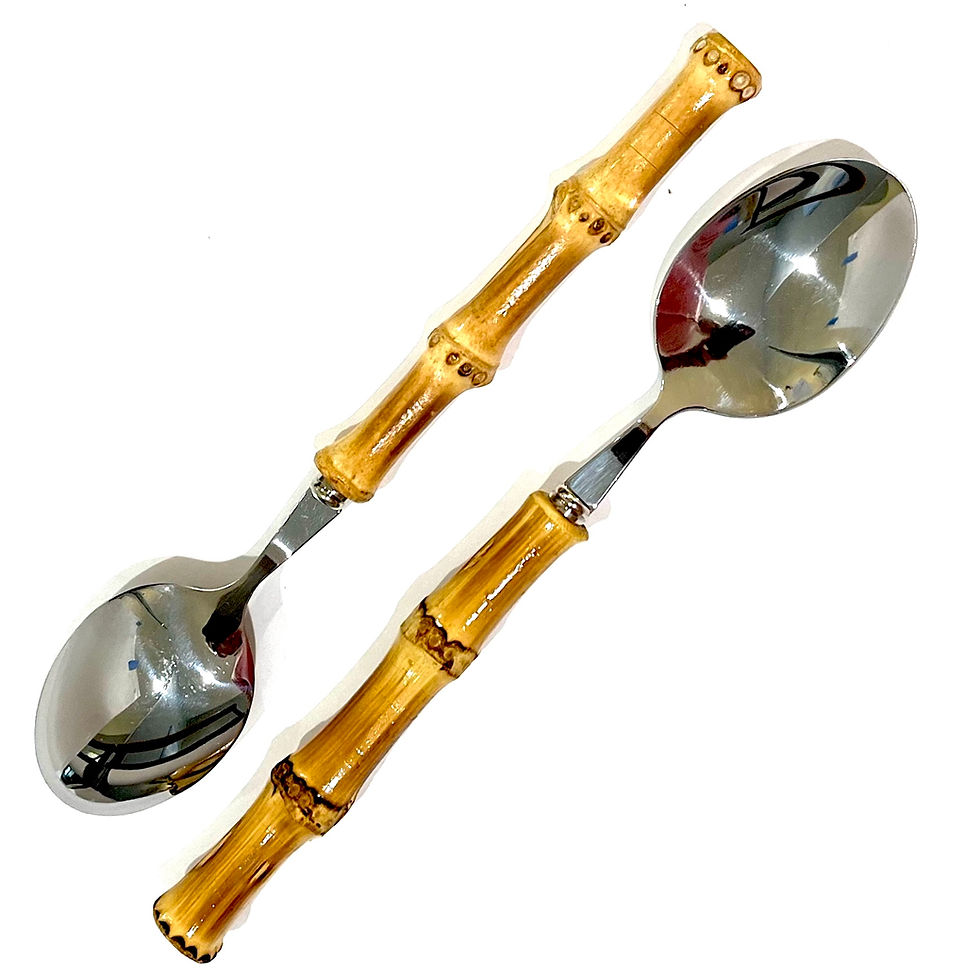 Thumbnail: Bamboo and Polished Stainless Steel Flatware - 20 Pieces - Four 5 Place Settings