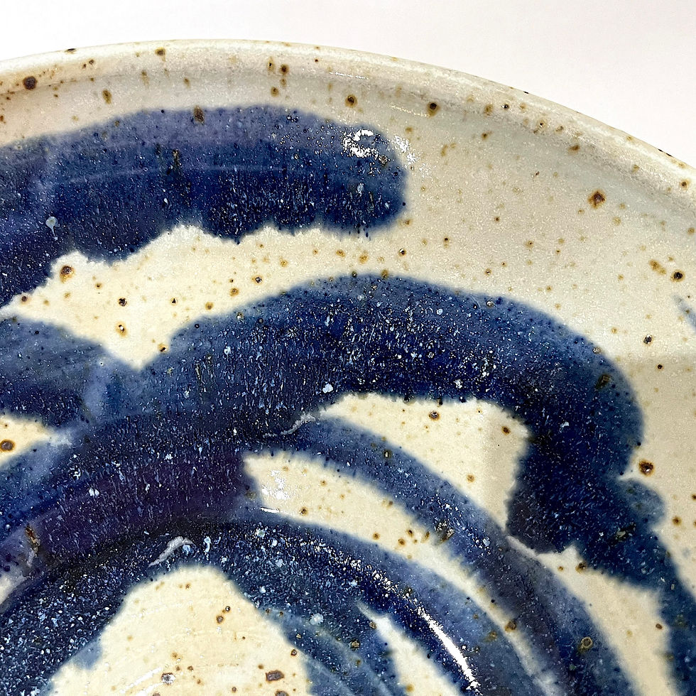 Thumbnail: SOLD: 1970's Cobalt "Squiggle" Studio Art Pottery Bowl - Signed