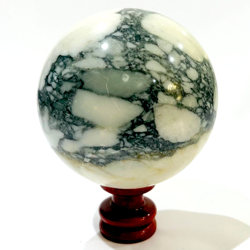 Thumbnail: Vintage Marble Sphere on Lacquered Turned Wood Stand