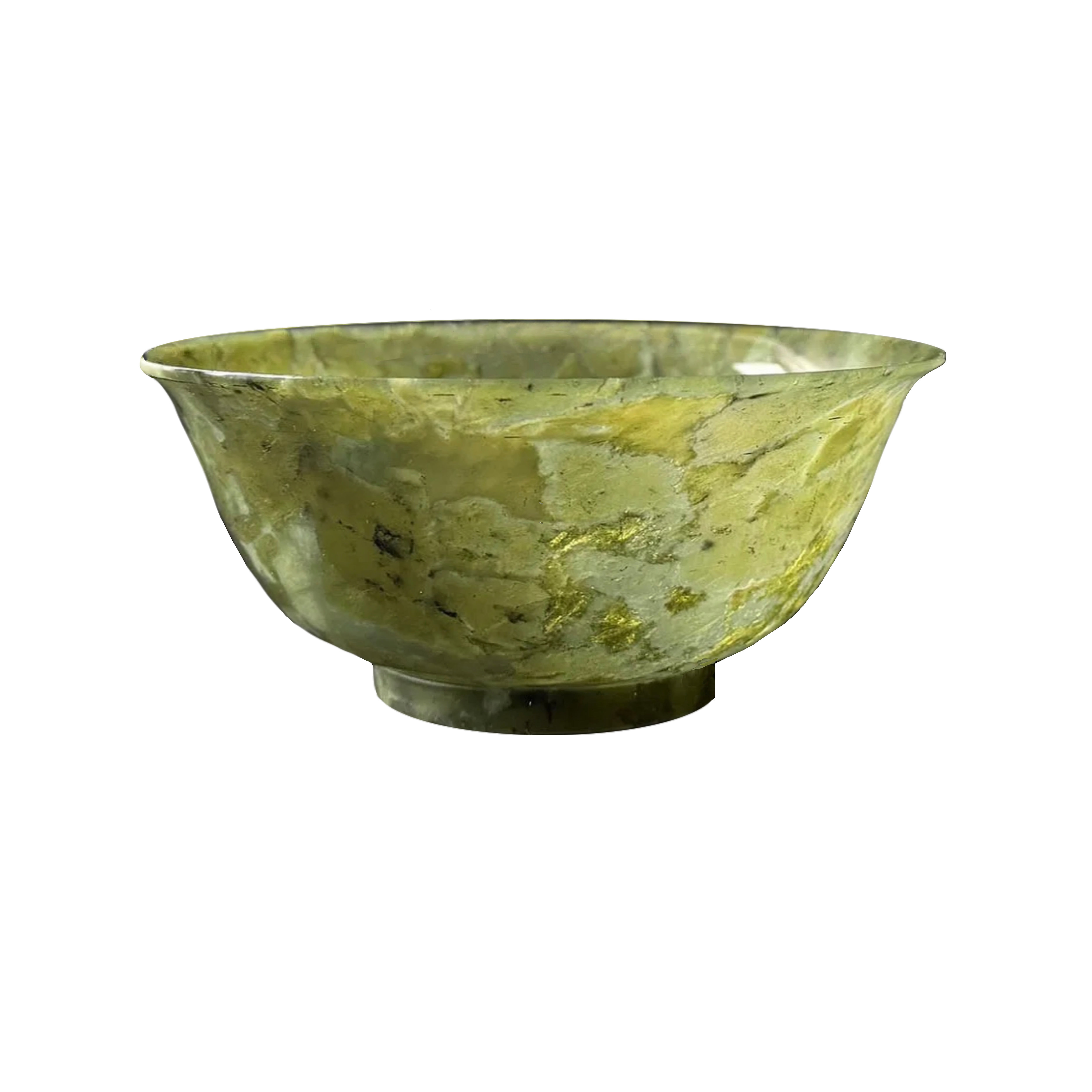 Antique Chinese Carved Spinach Jade Bowl