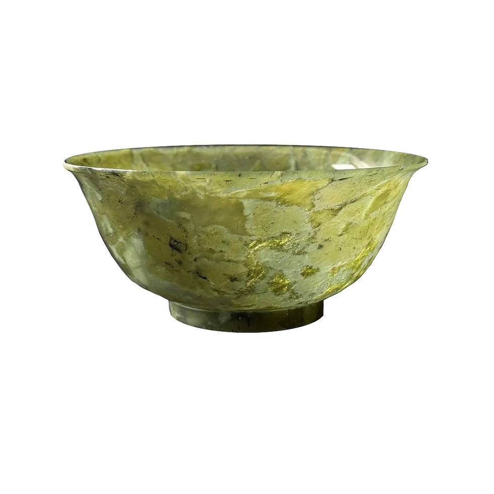 Thumbnail: Antique Chinese Carved Spinach Jade Bowl