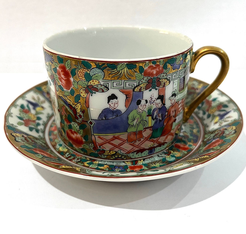 Thumbnail: SOLD: 1970s Famille Rose Cups/Saucers - 6 Sets