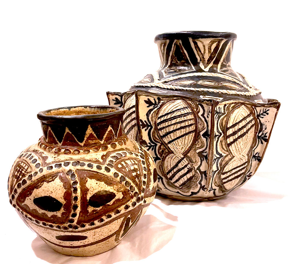 Thumbnail: 1970's South African Rorke's Drift Stoneware Pottery by Mirriam Rhumaro