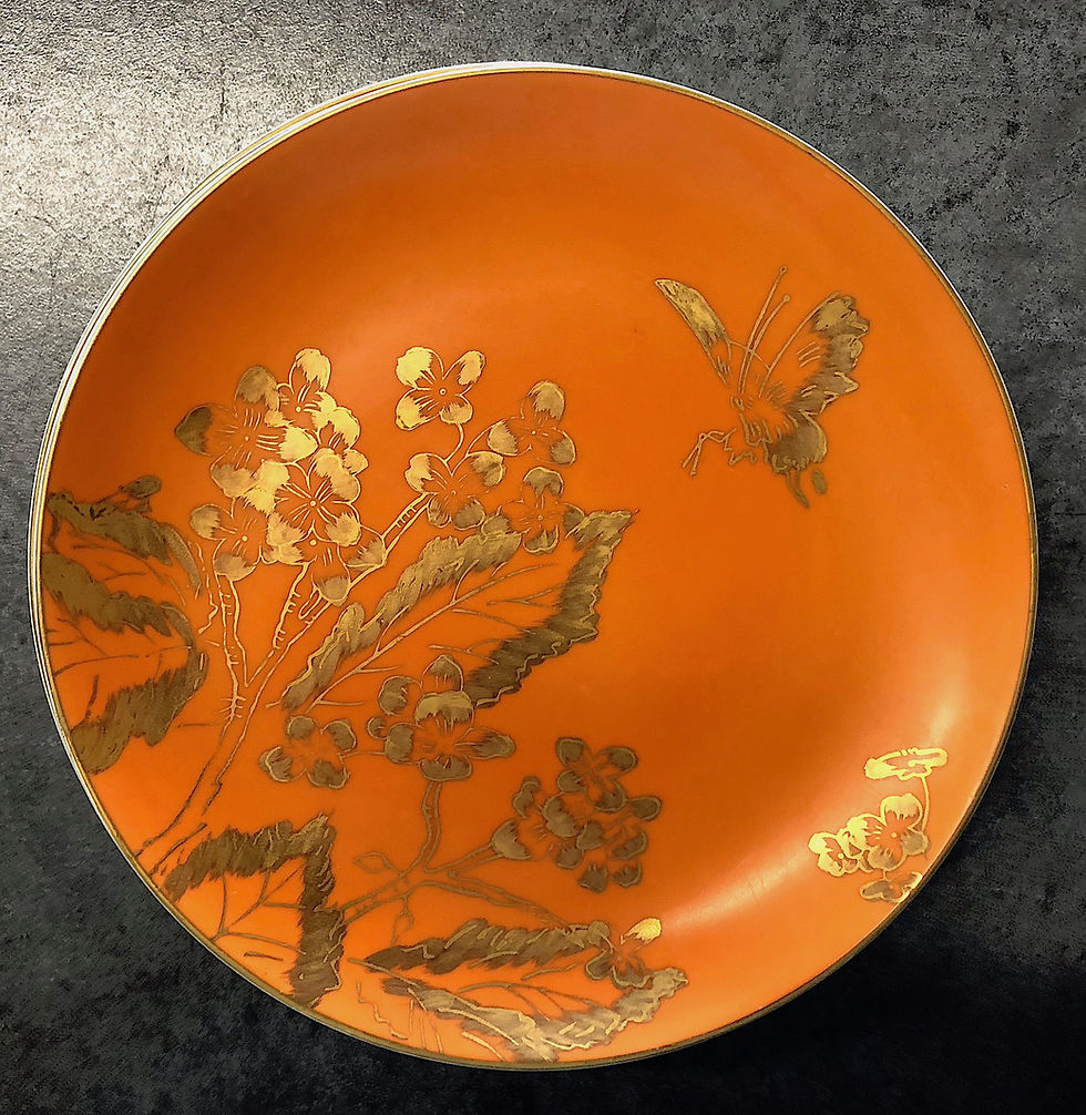 Thumbnail: SOLD: Dorothy Thorpe Persimmon Salad Plates - SET OF SIX