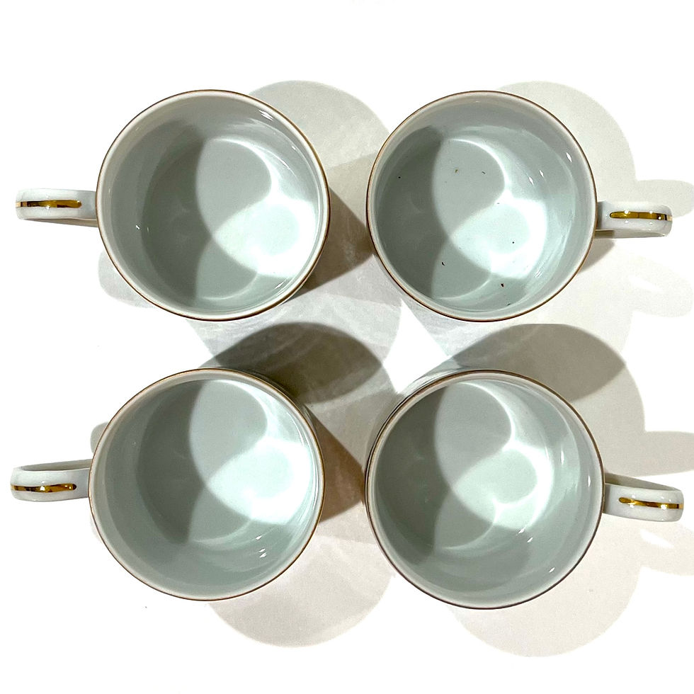 Thumbnail: 1990's Takahashi Porcelain Kutani - 4 Pair Demitasse Espresso Cups/Saucers