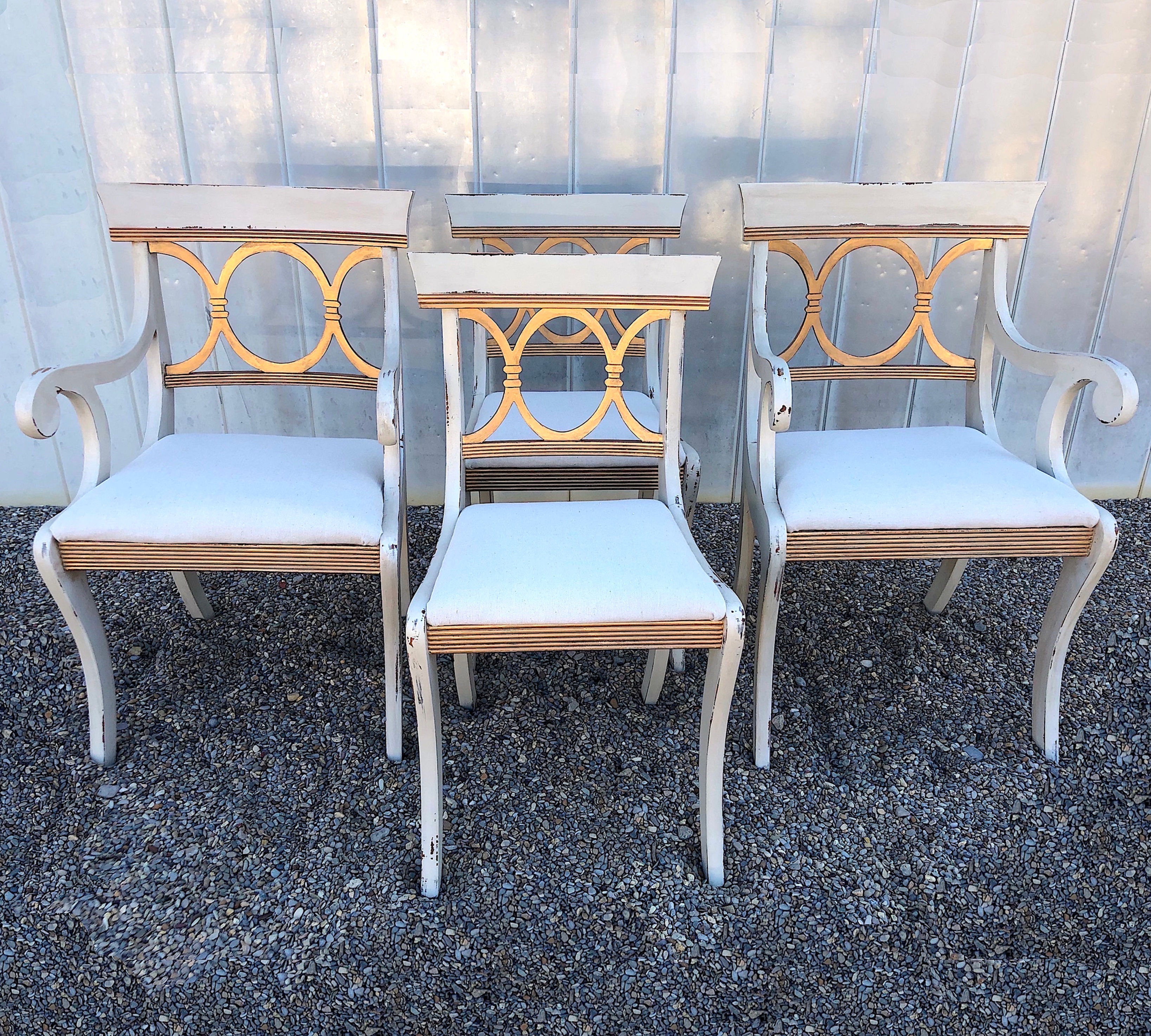 SOLD: Vintage Regency Neoclassical Dining Chairs - Set of Four