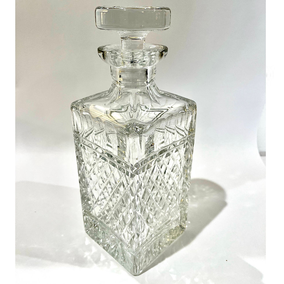 Thumbnail: SOLD: Late 20th Century Mid-Century Cut Lead Crystal Decanter - Flat Top Stopper