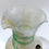 Thumbnail: 1990's Murano Glass Vase in White and Amber With Applied Green Tendril/Leaf