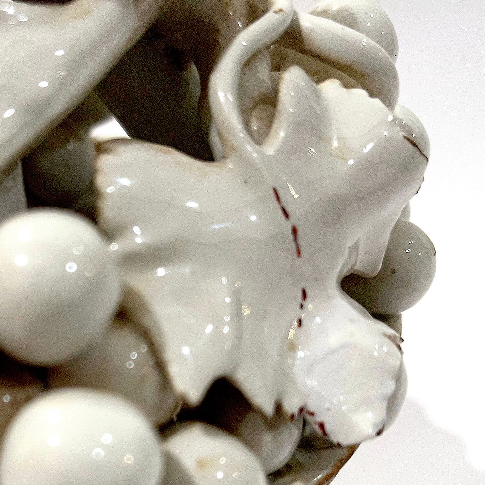 Thumbnail: SOLD: Vintage Italian Faience Majolica Petite Topiary With Blanc De Chine Grapes
