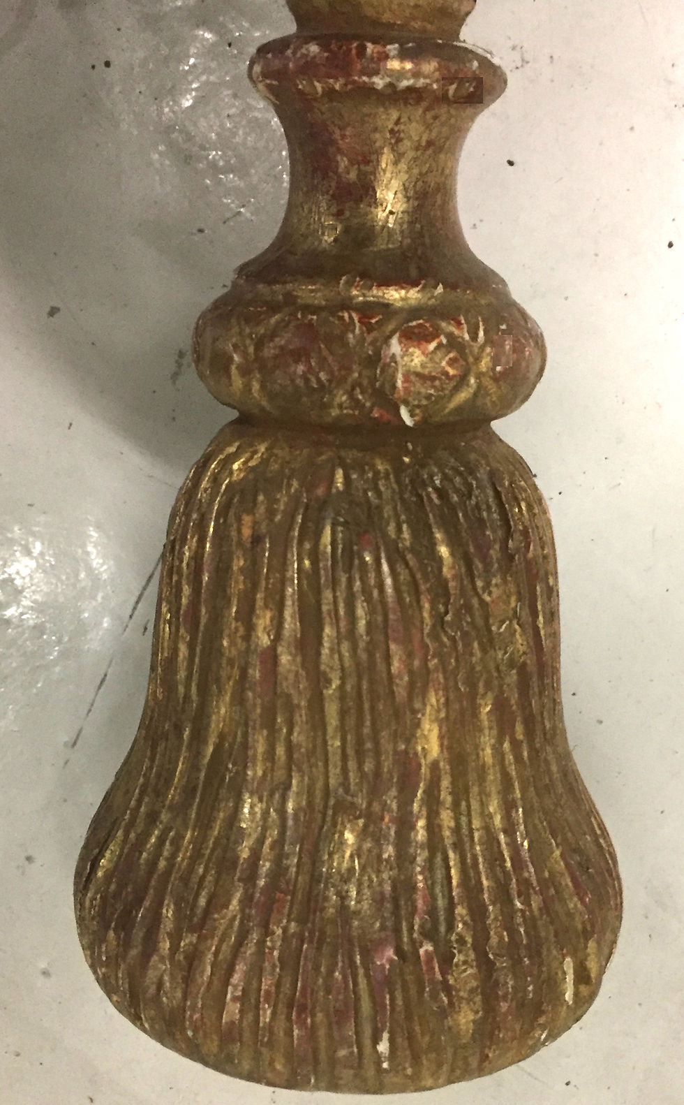 Thumbnail: SOLD: Wood Gilt and Iron Chandelier - 8 Lights