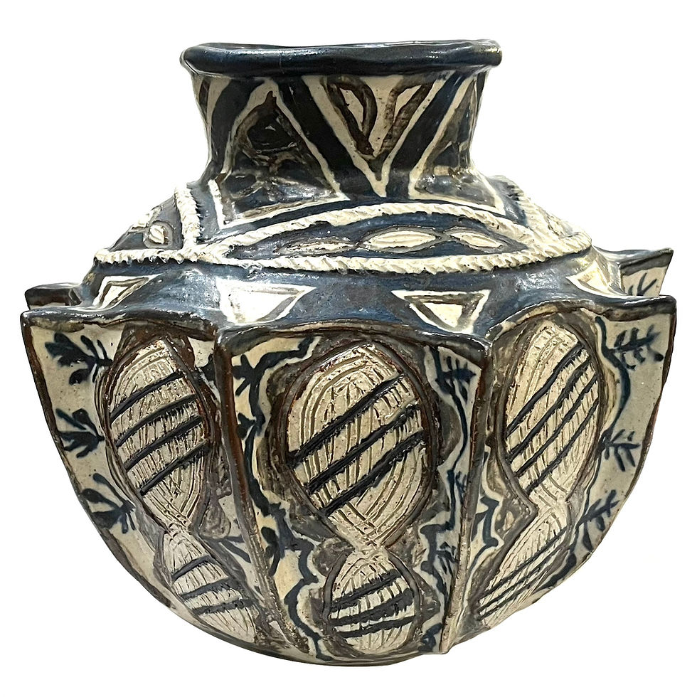 Thumbnail: 1970'a South African Rorke's Drift Stoneware Pottery Vessel by Dinah Molefe