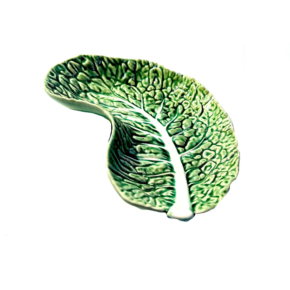 Bordallo Pinheiro Green Cabbage Ware Crescent Shaped Salad Plate - Vintage