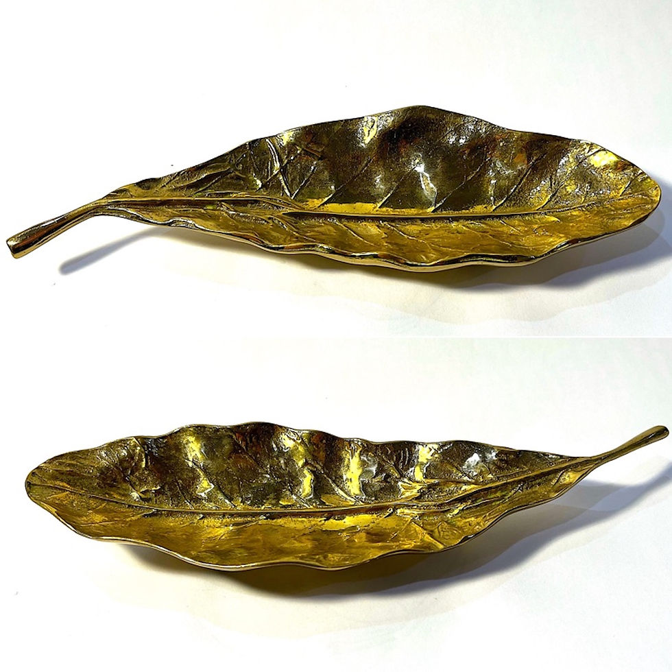 Thumbnail: SOLD: 1963 Tobacco Leaf Dish by Virginia Metalcrafters