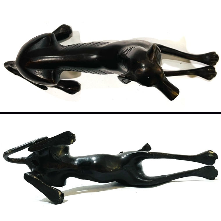 Thumbnail: SOLD: Vintage Art Moderne Bronze Greyhound Whippet Figures - a Pair